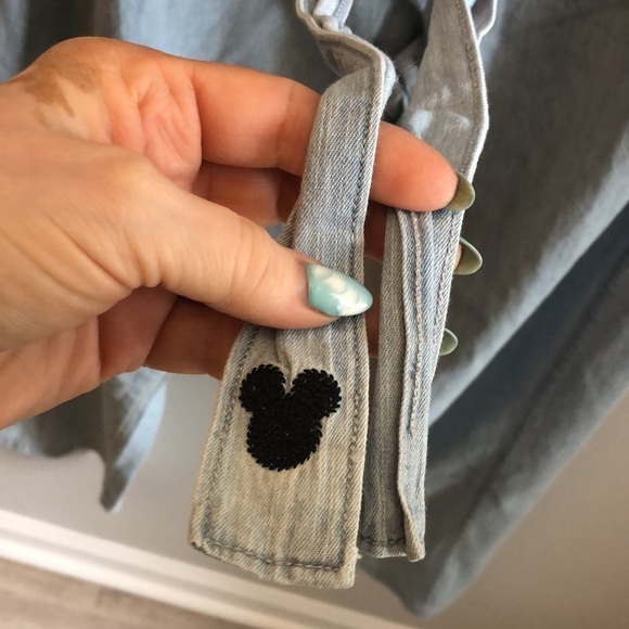 Disney/Junk Food Jeans Chambray Paper Bag Waist Mickey Cropped Embroidered 1X - Picture 4 of 14